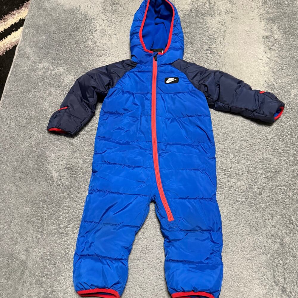 Nike Swoosh Puffer Snowsuit Kids Toddler 18 Months Hooded One Piece Bunting